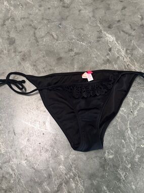 Y2K Victoria secret bathing suit bottoms Black Lace-Trim Bikini Bottom VTG 00’s